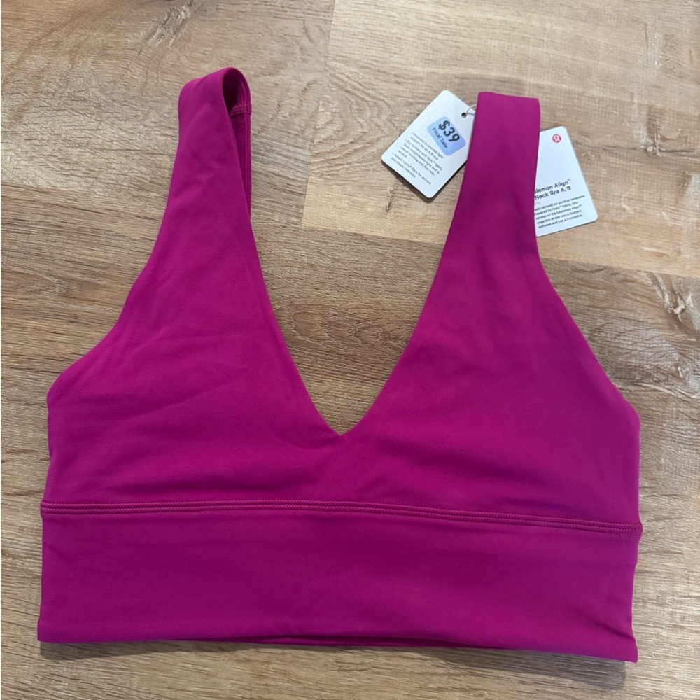 Lululemon Align V-Neck bra A/B size 6 hot pink